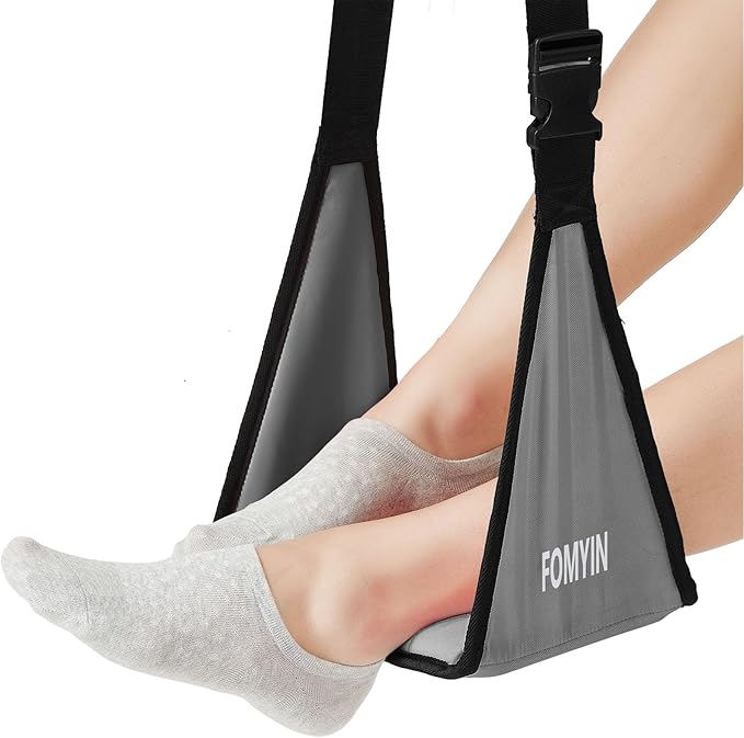 Airplane Footrest with No Feet Clashing Support Design, Portable Travel Foot Hammock to Relax Your Foot, Memory Foam Plane Foot Rest
