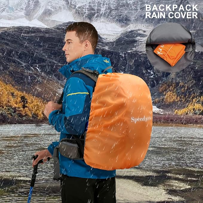 SPEEDPARK Hiking Backpack 40L Waterproof Hiking Daypack with Rain Cover, Outdoor Trekking Travel Backpacks for Men Women