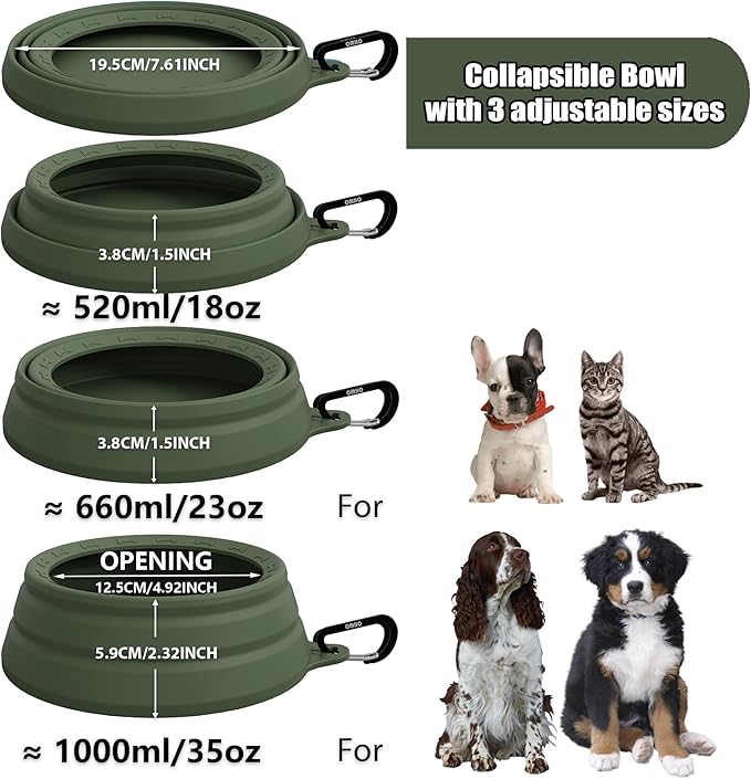 OHMO Spill Proof Collapsible Dog Water Bowl Large 34oz for Cars, No Splash Portable Bowls for Dog Travel, Pet Essentials for Road Trips, Cat Travel Accessories