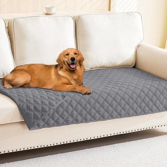 Smiry Waterproof Dog Bed Cover Pet Blanket, Soft Washable Dog Blanket for Furniture Bed Couch Sofa Reversible, Checkered (40"x70", Grey/Grey)