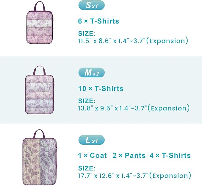 Cambond Compression Packing Cubes for Travel Women - Travel Bags Luggage Organizers Travel Essentials Compression Cubes for Travel Carry on Suitcases Organizer