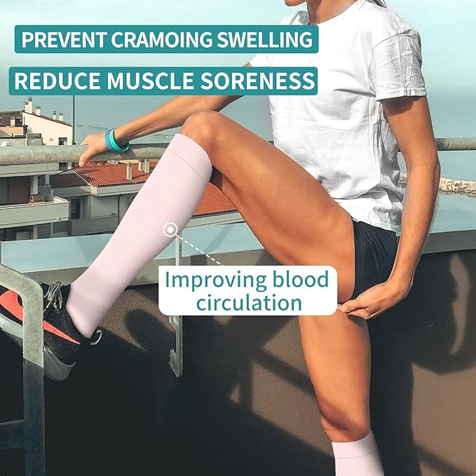 Laite Hebe Compression Socks for Women & Men Circulation(6 pairs)-Graduated Supports Socks for Running, Athletic Sports
