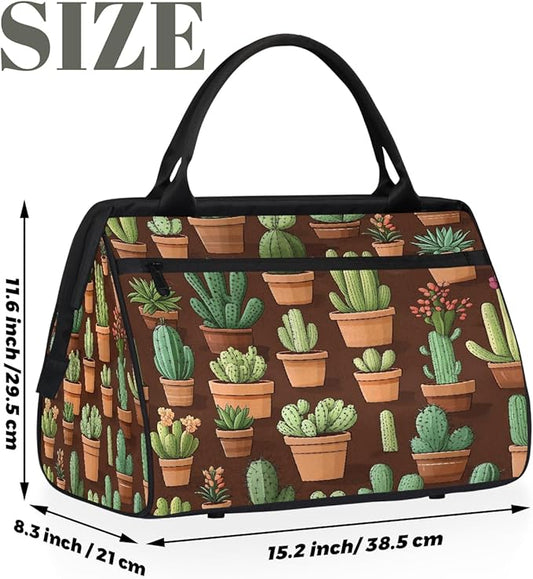 Travel Duffel Bag Cactus Waterproof Sports Duffel Bags Lightweight Large Capacity Weekender Carry On Gym Bag for Women Men