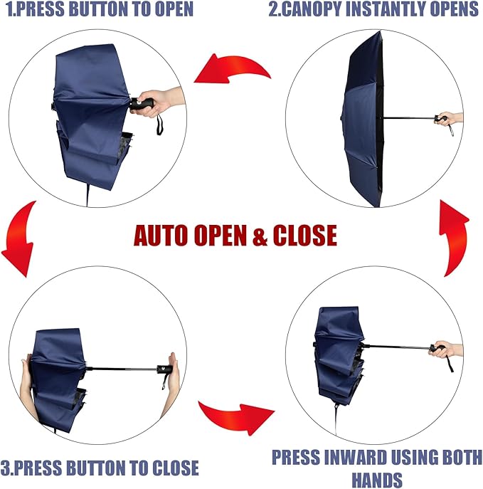 Kajaia 4 Pack Umbrellas Compact Windproof, Automatic Open and Close Folding Rain Umbrella Collapsible for Men Women Travel