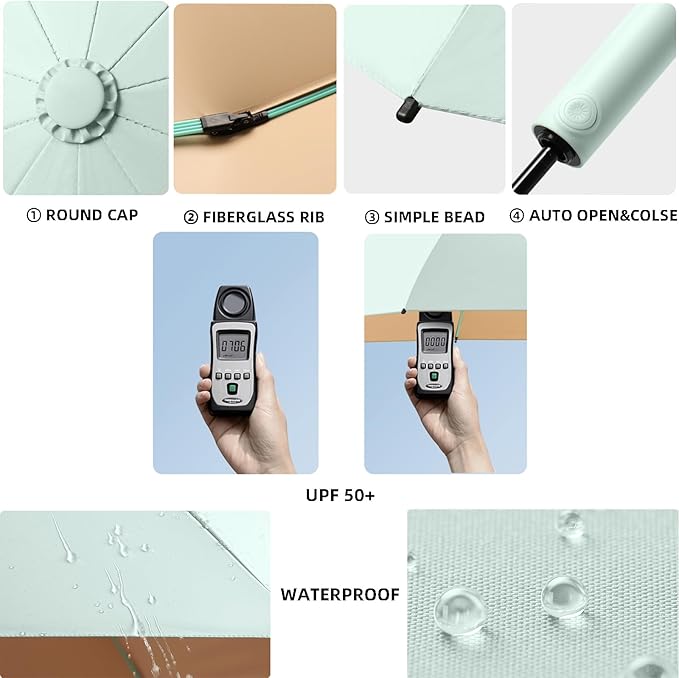 Folding Umbrella Anti-UV Compact Durable Folding Umbrella Auto Open Close Windproof Travel Umbrella Premium Grip Fits Backpack