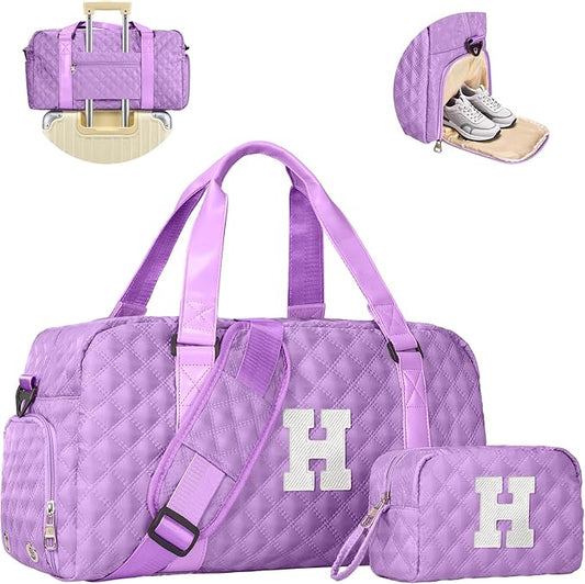 Elilier Duffel Bag, Girls Gift Bag Teens, Initial Travel Duffel Bag, Personalized Weekender Bag, Monogram Overnight Bag Gift for Grandmother,Tween Girls Gifts Daughter Gifts Niece Gifts, Mothers Gifts