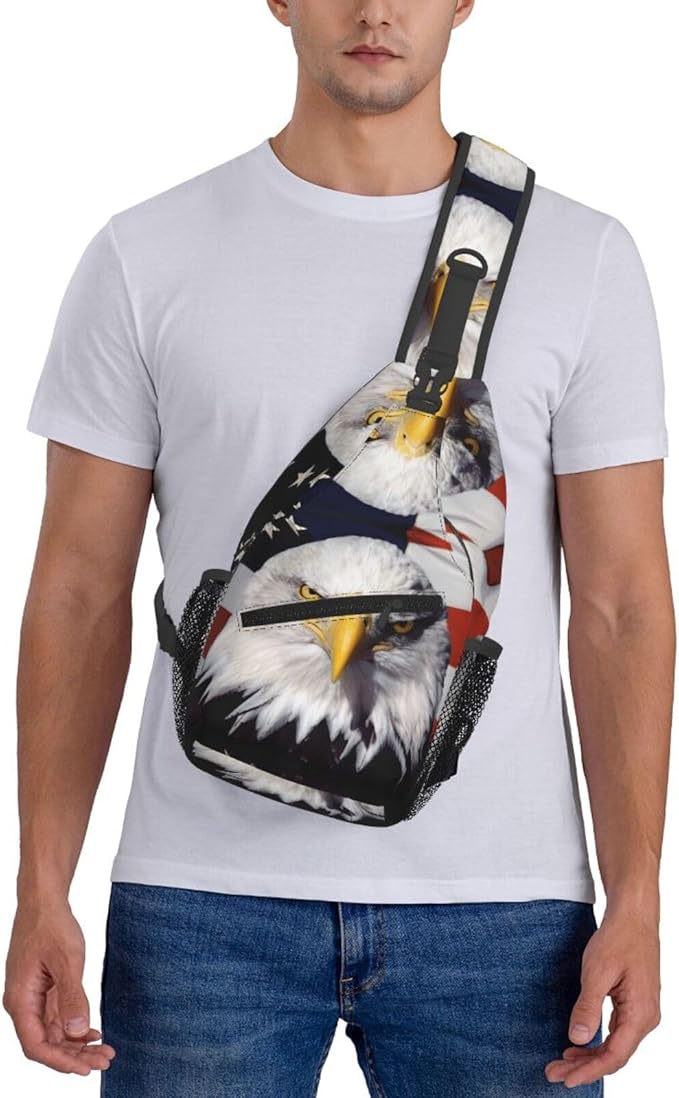 American Flag Sling Bag Multipurpose Crossbody Sling Backpack Travel Cycling Hiking Shoulder Bag For Women Men