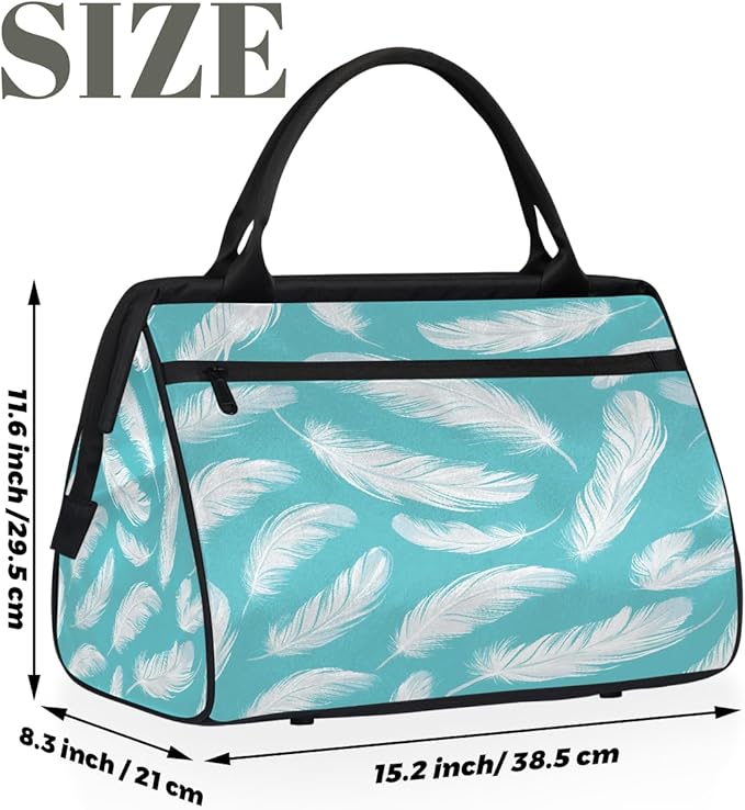 Large Travel Duffle Bag for Women Men,Waterproof Weekender Overnight Bag Carry on Tote Bags for Gym Sport Business Trip,Modern Feather Duffel Bags