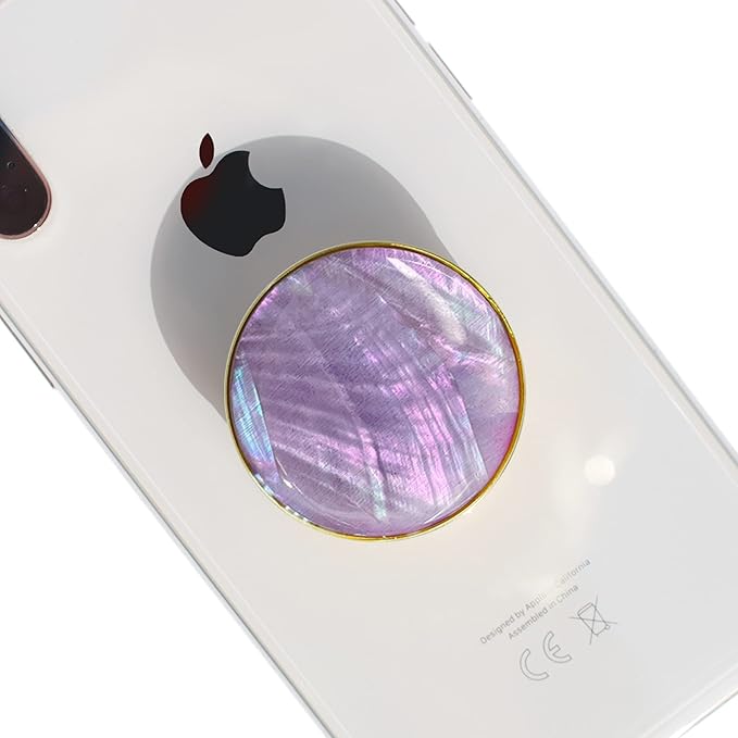 OnTheGrip Cute Natural Seashell Design Round Shape Collapsible Mobile Phone Grip Stand Holder for Smartphone Tablet Cell Phone Accessory (Violet)