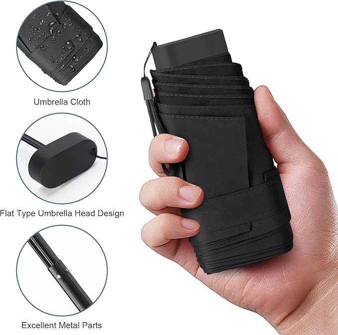 LEAGERA Compact Travel Umbrella with Case - Mini Umbrella for Purse, Small Lightweight &Tiny Design Perfect for Parasol Outdoor Sun&Rain Umbrellas