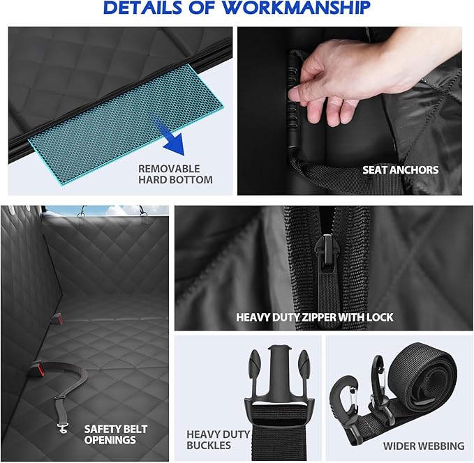 XL Truck Back Seat Extender for Dogs, 59x29 Dog Seat Cover Back Seat Hard Bottom, Dog Hammock for Truck Full Size, Pet Seat Covers for Crew Cab F150, RAM1500, Sierra, Tundra, Silverado, Titan