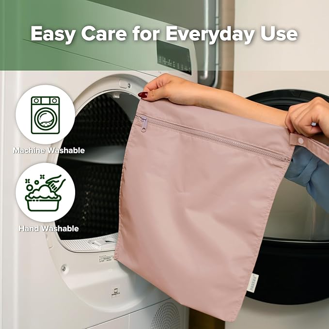 haakaa Waterproof Wet Bags for Baby, Wet Dry Bags for Diaper Bag, Travel, Swimsuit, Beach, Pool, Pump Parts, Stroller, Daycare,Yoga, Blush, 1pc