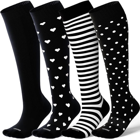 LEVSOX Viscose Made from Bamboo Compression Socks for Pregnant Women 20-30 mmHg Knee High Cute Mens Supports Socks for Travel