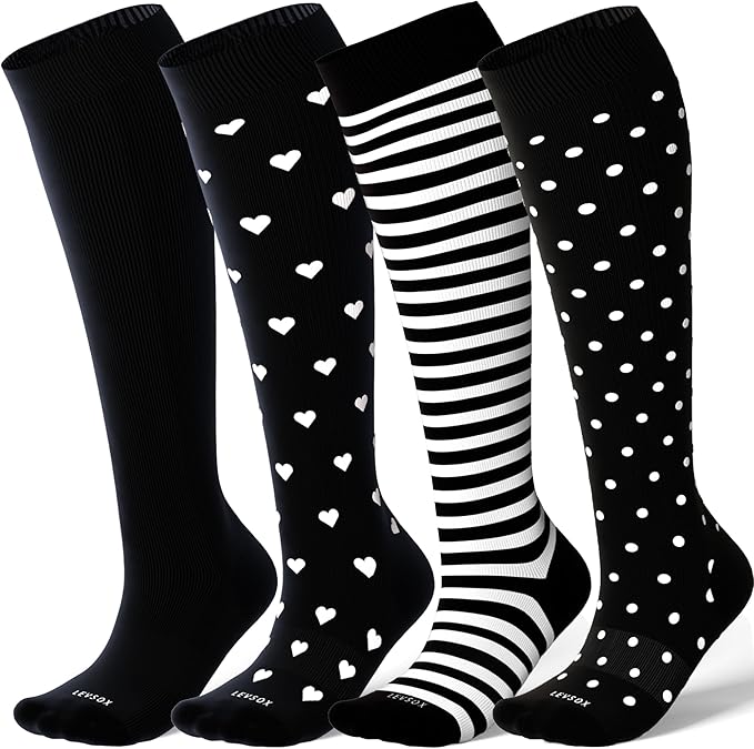 LEVSOX Viscose Made from Bamboo Compression Socks for Pregnant Women 20-30 mmHg Knee High Cute Mens Supports Socks for Travel