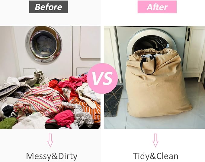 SWISSELITE Laundry Bag with Handle and Drawstring, Large Heavy Duty Laundry Bag, 28 x 40 Inches Travel Dirty Clothes Bag for Laundromat and Household
