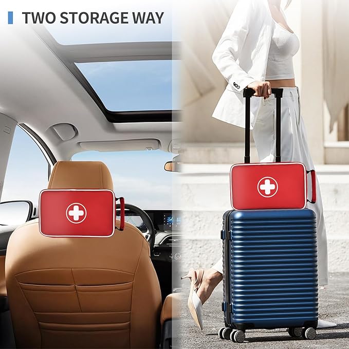 350 Piece First Aid Kit for Car, Home, Travel, Camping, Truck, Hiking, Sports, Office, Vehicle & Premium Waterproof Compact Trauma Medical Kits (Red)