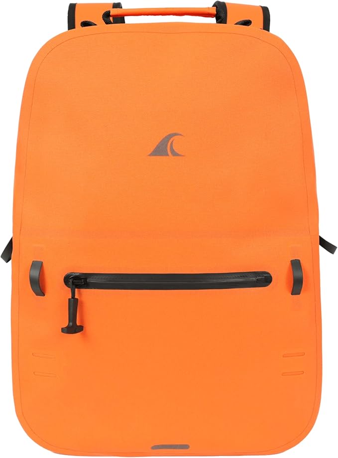 Breakwater Supply™ River Ute Waterproof IP68 Utility Backpack, Floating TPU Submersible Dry Bag with Padded Hip Belt and Airtight Zippers | 20L (River Ute 20L Safety Orange)