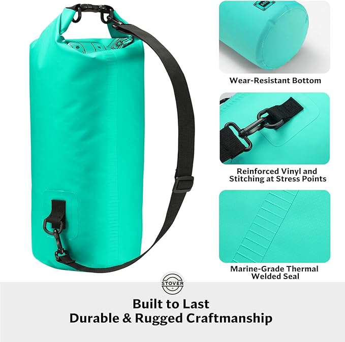STOVER 5/10/25/30/40/55L Waterproof Dry Bag- Roll-Top Backpack w/Phone Case- Kayaking, Hiking, Camping, Boating- Men/Women
