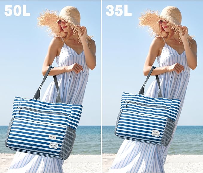 G4Free Beach Bag, Waterproof Sandproof Beach Tote Bag, Large Capacity Foldable for Women