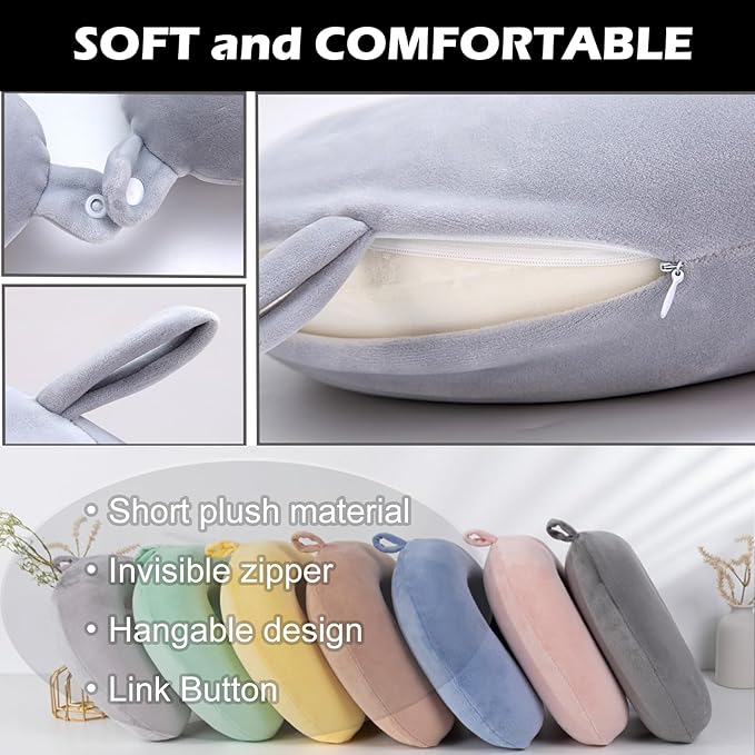 Travel Neck Pillow Cover, Neck Pillow Case, Pure, Soft and Smooh, Airplane Pillow Replacementt Cover Washable (Only Pillow Covers, no Filler)