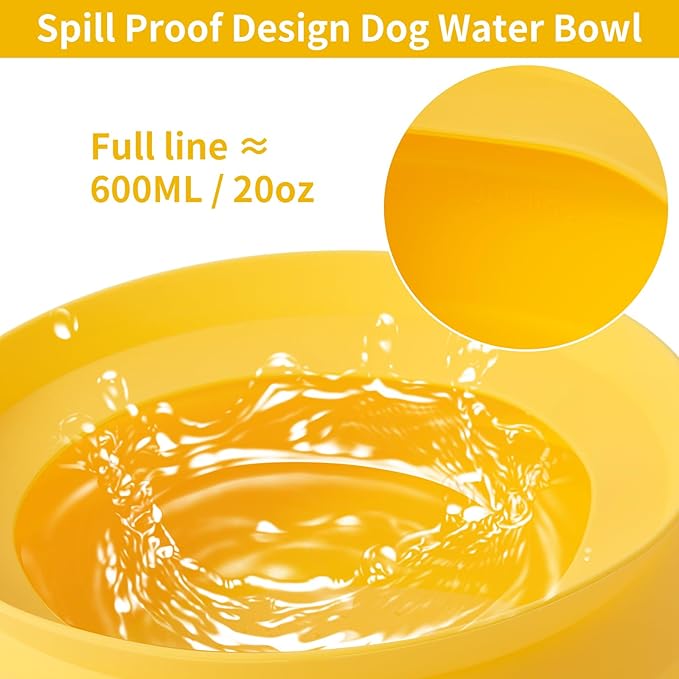SLSON Spill Proof Dog Water Bowl for Cars,Collapsible No Splash Dog Travel Bowls Integrated Molding Portable Pet Bowl for Road Trip Truck,RV,SUV,Boat Accessories (Yellow)