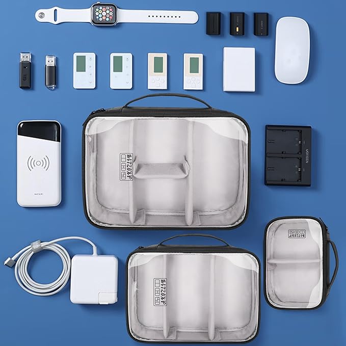 AKOZLIN Padded 3pcs/set Travel Organizer Office Cord Cable Electronics Accessories Bag Electrical Cord Management Case