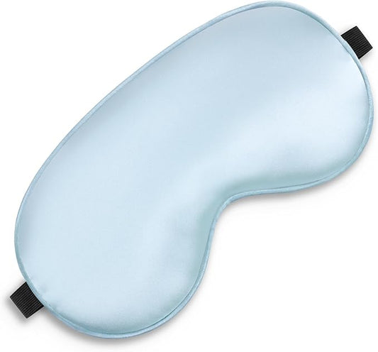 Sleep Mask, Silk Eye Mask for Sleeping with Adjustable Strap, Blindfold Eyeshade for Men & Women, Comfortable & Soft Eye Cover Eyeshade for Night Sleep (Light Blue)