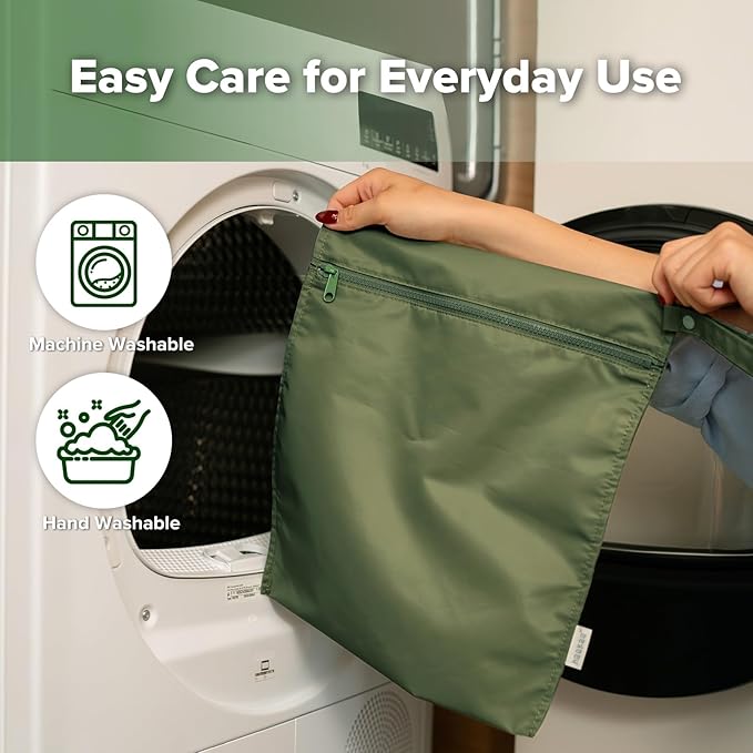 haakaa Waterproof Wet Bags for Baby Wet Dry Bags for Cloth Diaper, Swimsuit & Travel, 1pc, Olive Green