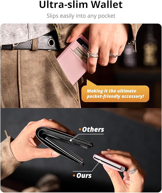 YESIIW Credit Card Holder Wallet for Men RFID Blocking Slim Minimalist Metal Wallet with Money Pocket Contactless Card Protector