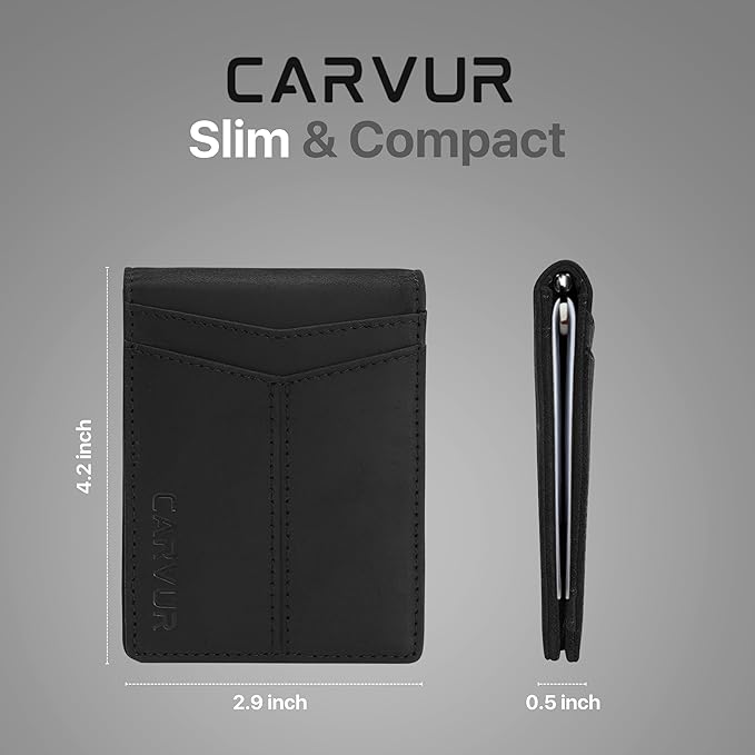 Slim Bifold RFID Blocking Full Grain Genuine Leather Front Pocket Minimalist Thin Wallet with Money Clip for Men - (SB20)