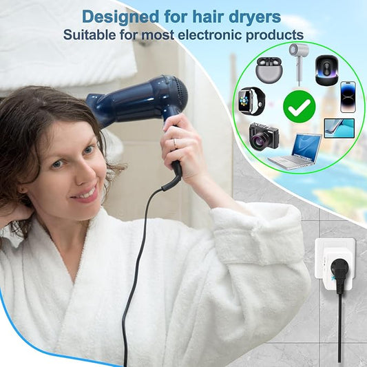 220V to 110V Voltage Converter US to Europe for Hair Dryer with Fast Charging 2 USB 2 USB C, Power Converter Adapter Combo International Travel Adapter A C G I (White)