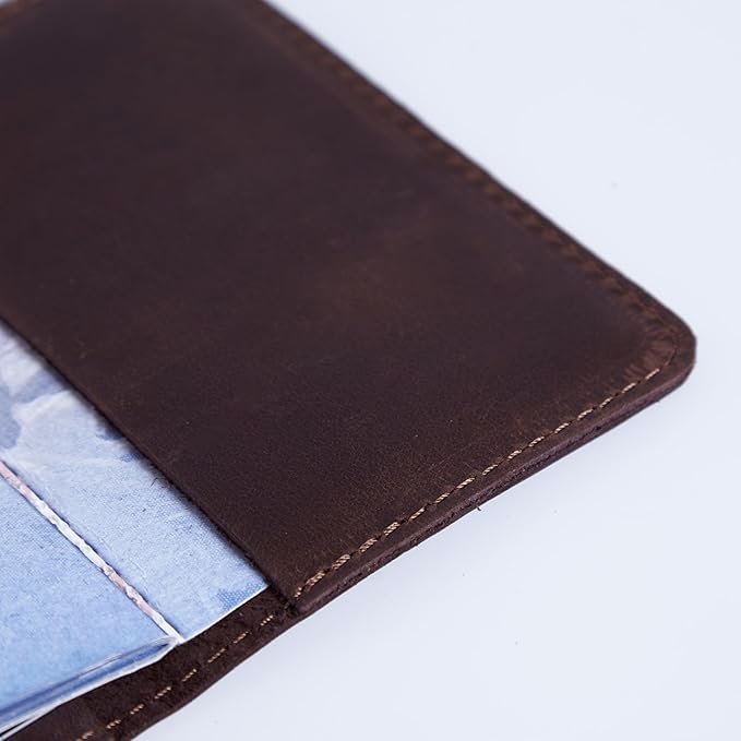 INCARNE US Passport Cover Clear - Travel Passport Wallet - Leather Passport Holder for Men Women Family with Card Slots & Note Compartmen - Sleeve Protector - Genuine Leather - Vintage Brown