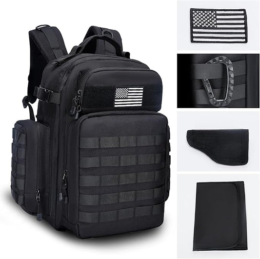 Military Tactical Backpack for Men and Women Molle Army Assault Pack with Patch(Black)