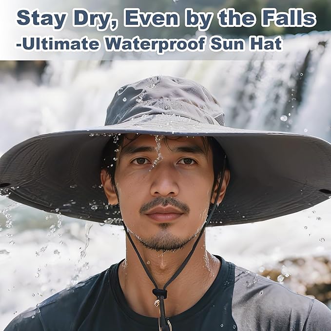 Super Wide Brim Fishing Hat for Men and Women,UPF50+ Waterproof Bucket Hat for Fishing, Hiking, Camping