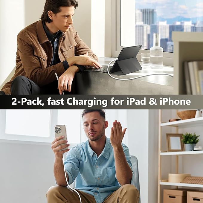USB C Charger for iPhone 16/15 Charger Fast Charging, 20W Apple Fast USB C Wall Chargers 2Pack Type C Blocks Adapter Fast USBC Charging Cable Cord for iPhone 16 Pro Max/iPhone15 Plus/iPad Pro/Air/Mini