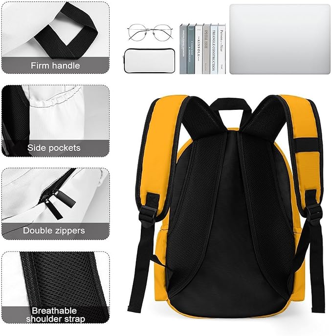 Orange Backpack Adult Travel Daybag for Women Men College Backpack for Vacation Hiking Camping Bag