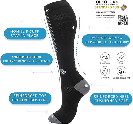 fenglaoda Compression Socks for Women Men 3 Pairs Graduated Compression Support Circulation Socks for Nurses