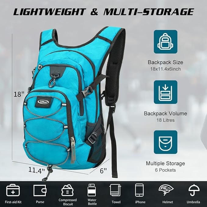 Hydration Backpack with 3L Water Bladder, Insulated Running Hydration Pack Hydropack, Lightweight Water Backpack for Hiking Cycling Camping Biking for Men Women