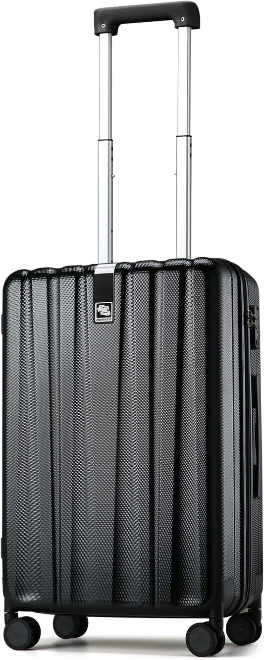 Hanke 20 Inch Carry On Luggage 22x14x9 Airline Approved Lightweight PC Hard Shell Suitcases with Wheels Travel Luggage Rolling Suitcase Travel Luggage Bag for Weekender(Jet Black)