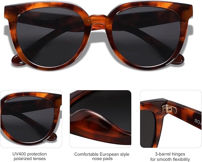 SOJOS Trendy Cat Eye Round Polarized Sunglasses for Women Fashion UV Protection Sunnies Sunglasses SJ2175