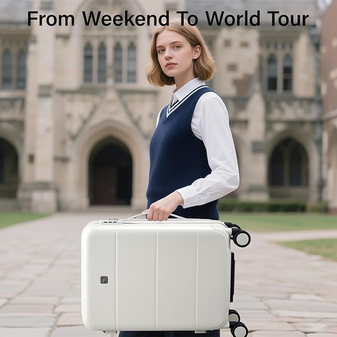 Hanke Expandable 24 Inch Luggage with Spinner Wheels, Hardside Medium Checked luggage, All-PC Hard Shell Suitcase, TSA Lock, Lightweight Checked-Medium (Smoke White, 76L)