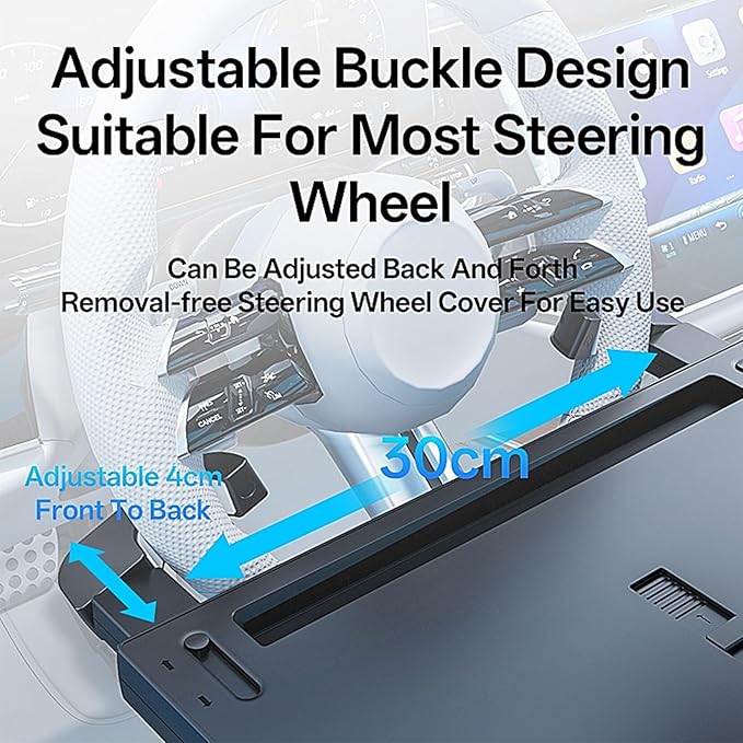 Steering Wheel Tray Desk with Expandable Trays, Steering Wheel Table Food Tray for Front Seat Eating Dinning Working, Adjustable Laptop Tray for Car