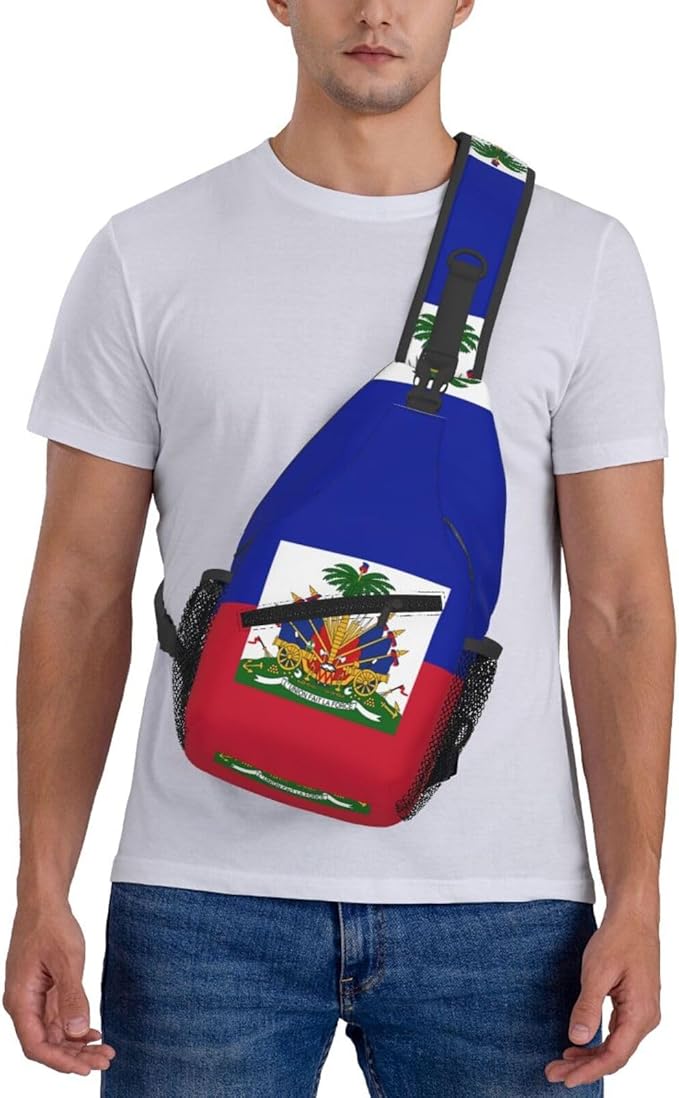 Haiti Flag Sling Bag Multipurpose Crossbody Sling Backpack Travel Cycling Hiking Shoulder Bag For Women Men