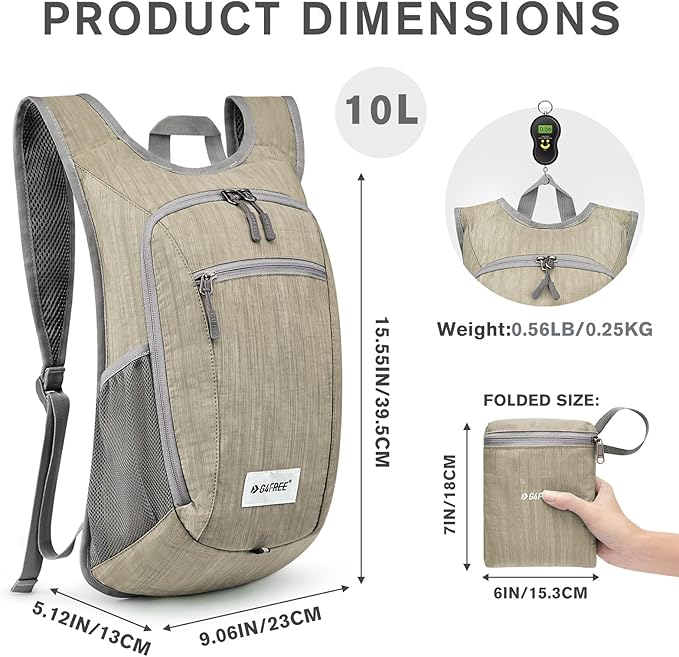 G4Free 10L/15L Hiking Backpack Lightweight Packable Hiking Daypack Small Travel Outdoor Foldable Shoulder Bag