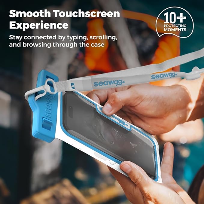 SEAWAG Next Waterproof Phone Case with Lanyard, Floating IPX8 Pouch for iPhone 17 16 Pro Max 15 14 13 12 11 and Samsung Galaxy S25 S24, Beach Cruise Travel Essentials, 1 Pack Blue