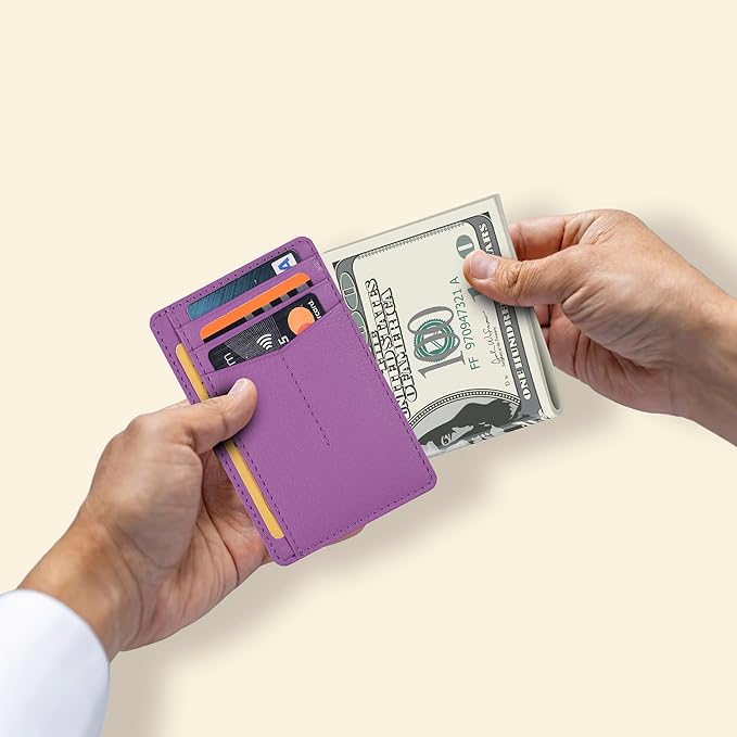 Oak Leathers Leather Slim Minimalist Wallet for Men & Women RFID Front Pocket Leather Card Holder Wallets