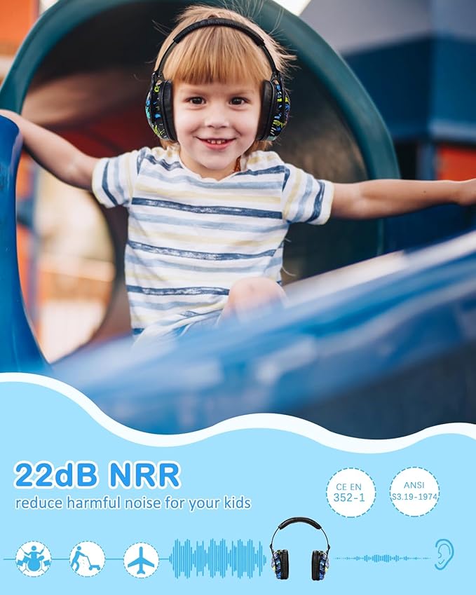 ZOHAN EM030 Kids Ear Protection, Noise Cancelling Headphones Ear Muffs for Autism Sensory, Safety Noise Reduction Hearing Protection for Monster Truck/Concerts/Fireworks/Air Shows