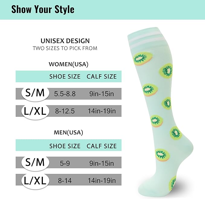 fenglaoda Compression Socks for Women Men 3 Pairs Graduated Compression Support Circulation Socks for Nurses