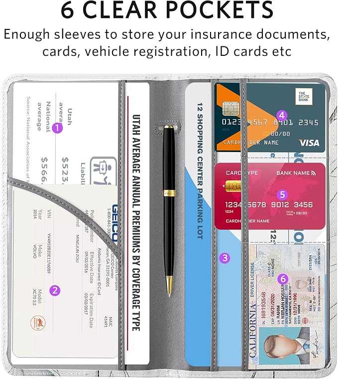 CoBak Car Registration and Insurance Holder - Vehicle Glove Box Car Organizer,Auto Truck Comparment Accessories Case with Magnetic Closure for Driver License,Cards