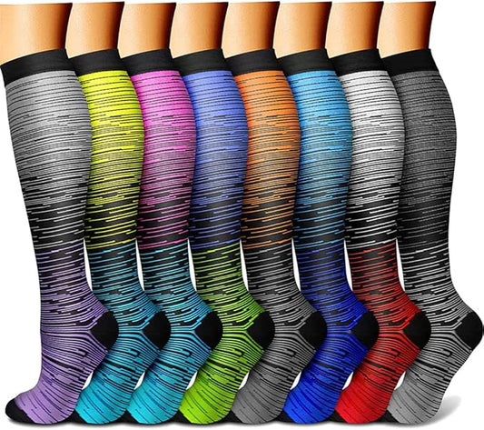 CHARMKING Compression Socks for Women & Men Circulation (8 Pairs) 15-20 mmHg is Best Support for Athletic Running,Cycling